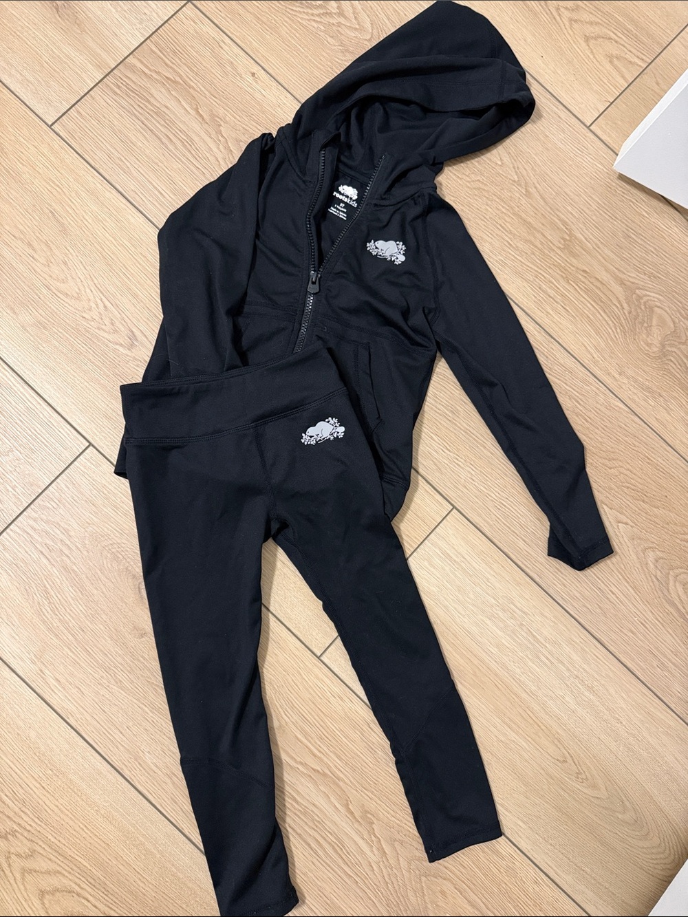 Roots Black Hoodie & Leggings Set